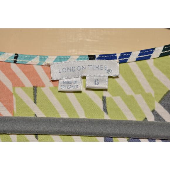 LONDON TIMES‎ $98 Jersey Stretch Cowl Neck Sundress Multi-Color Size 6 - Picture 4 of 4